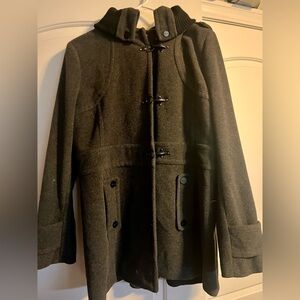 Kenneth Cole Women’s Charcoal Gray Hooded Wool Coat